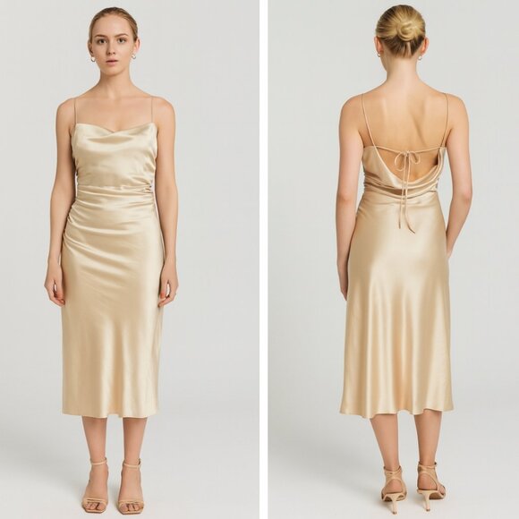 Sachin & Babi Winter Midi Slip Dress 6 Gold NWT - Picture 1 of 9